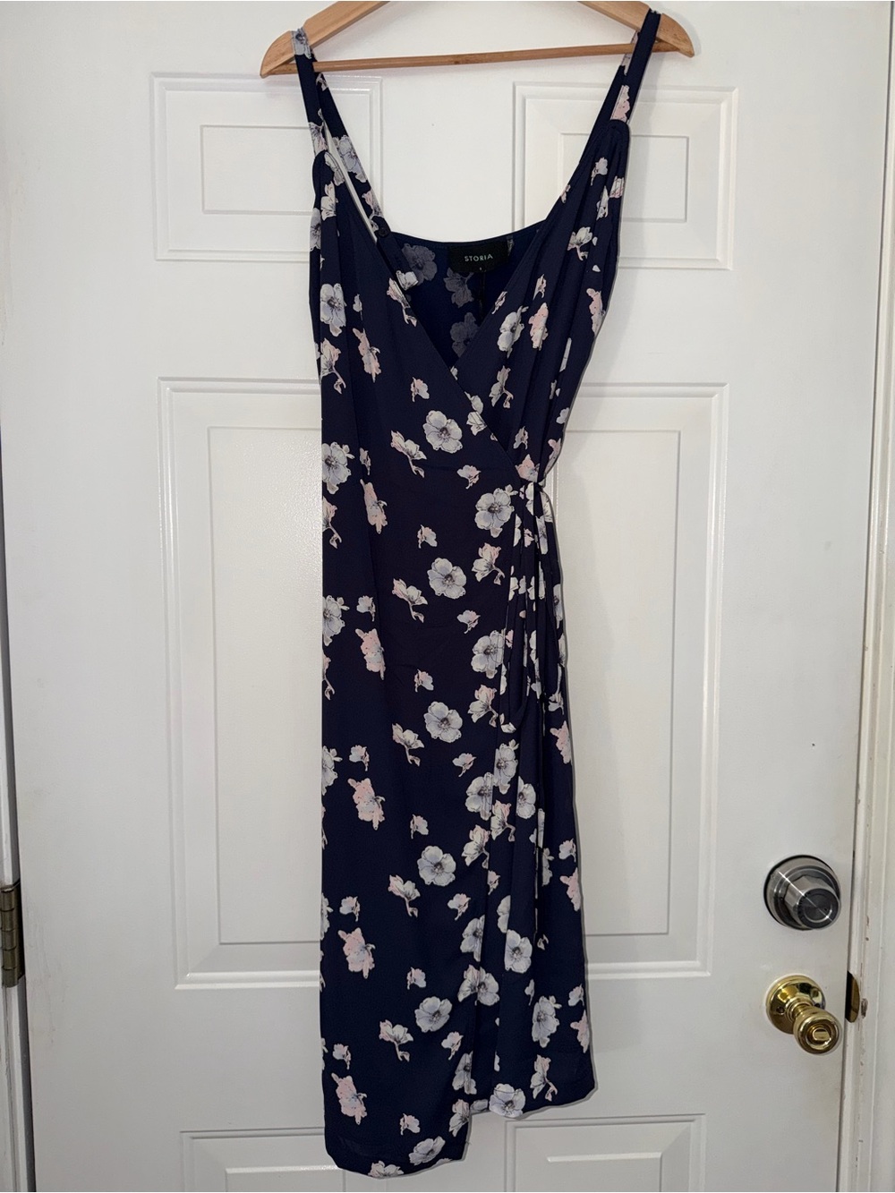 Floral Wrap Midi Dress in Navy by Astoria. Sz S